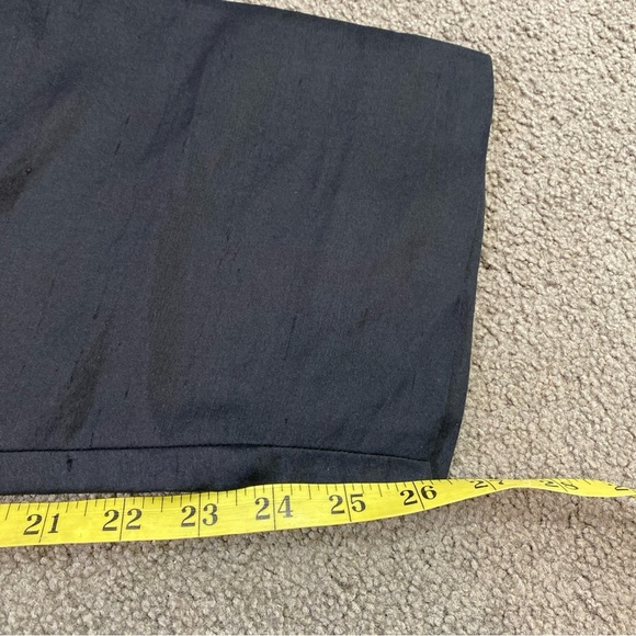 Lauren Ralph Lauren 100% Silk Pants sz 14 Green Label Luxury Preppy Black Wide - Picture 7 of 8